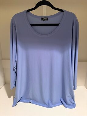 Jones New York Periwinkle Scoop Neck Long Sleeve Top